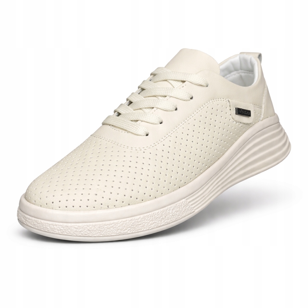 Dámské Kožené Béžové Perforované Tenisky Na Platformě, Lehké A Pohodlné