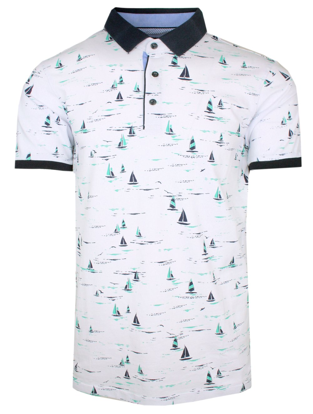 Bílá pánská Polokošile s plachetnicí, velikost XL