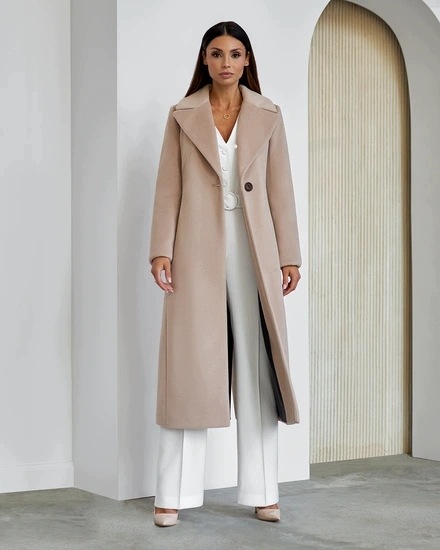 Zartex dámský kabát na podzim a zimu alpaka Amber Latte AW26 vel. 40