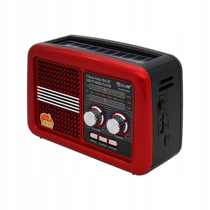 Radio sieciowo-bateryjne AM, FM, SW Golon RX-BT978S czerwone SUPER CENA !!! Radio AM FM SW