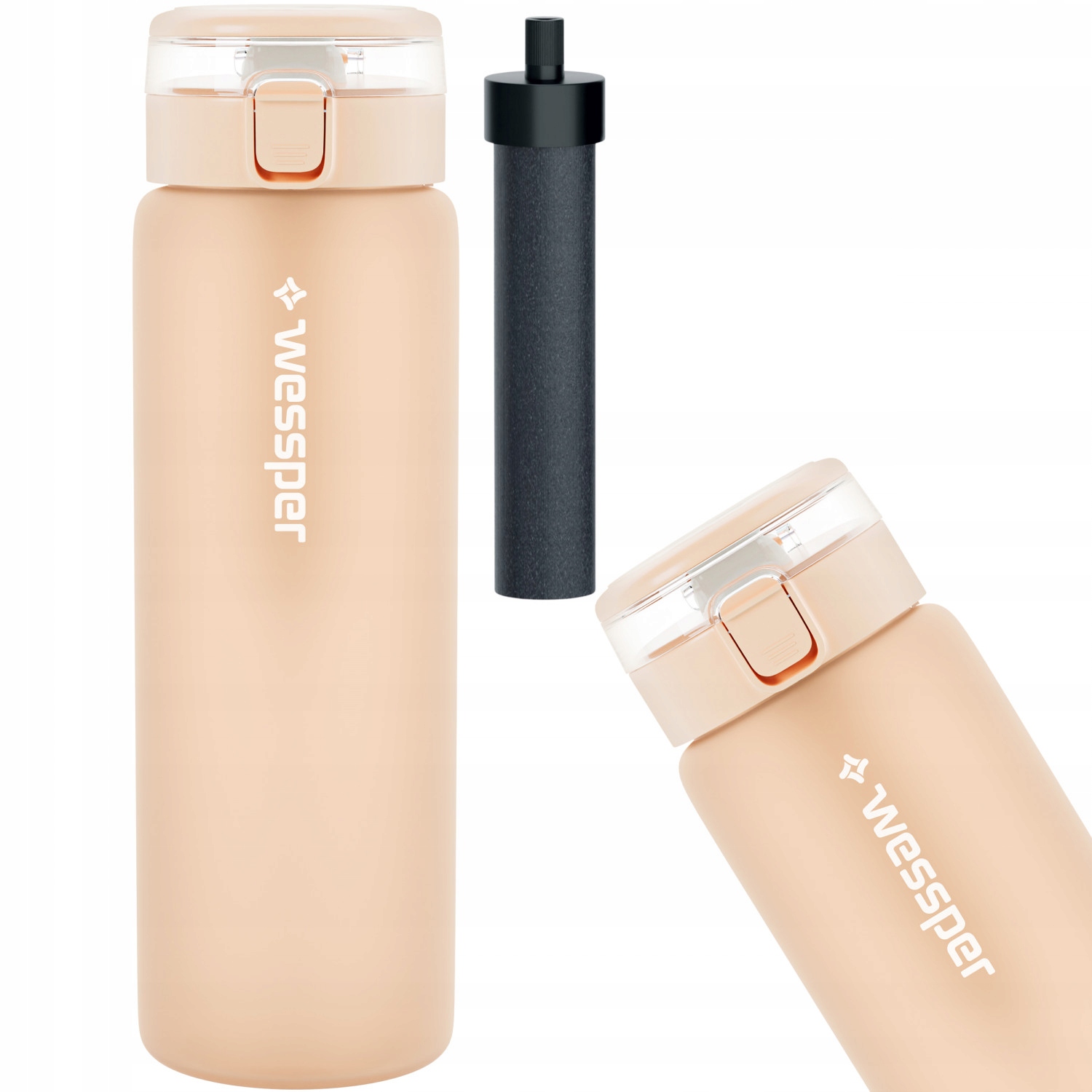 BIDON BUTELKA FILTRUJĄCA WODĘ SZKLANA BEŻOWA