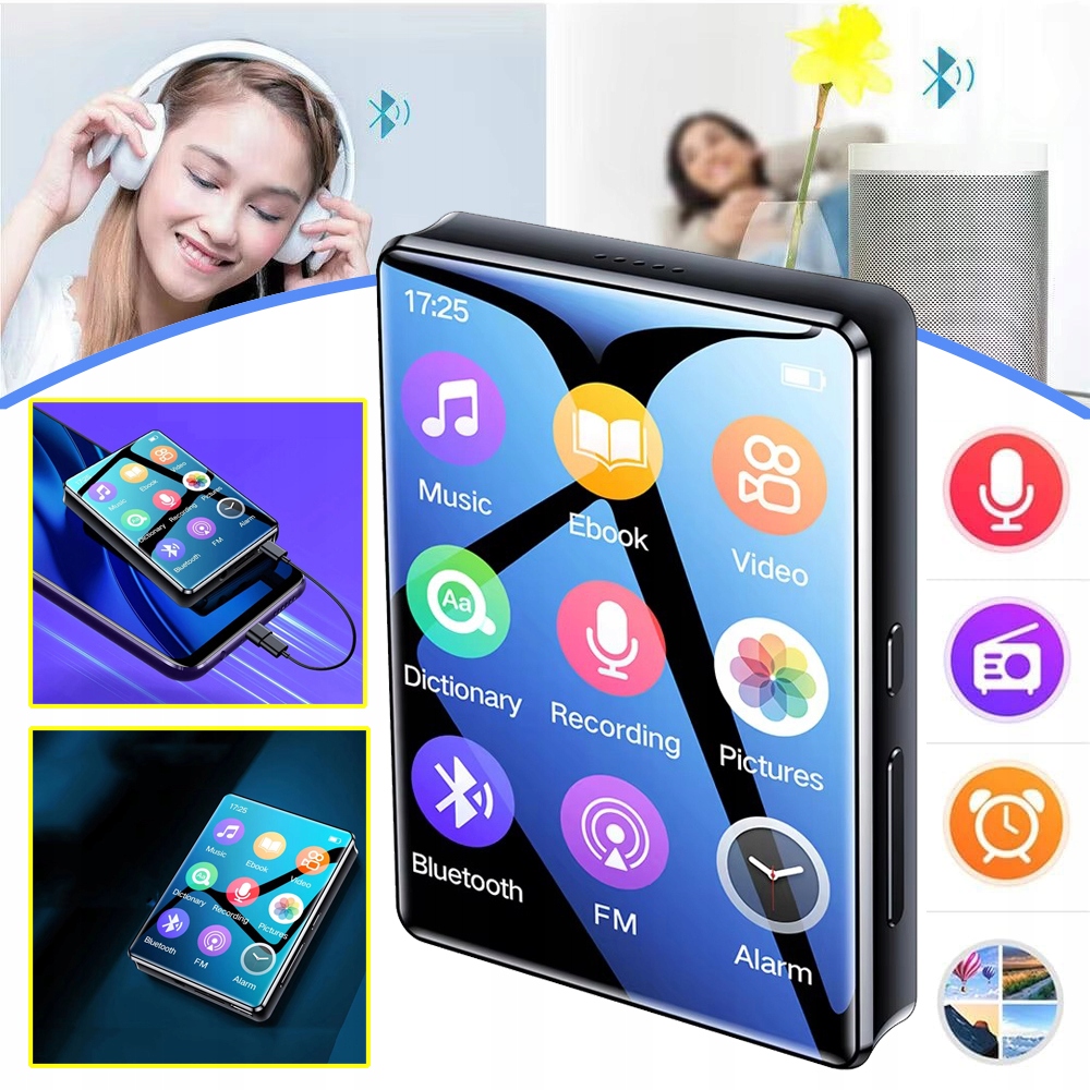 MP3 Přehrávač S Bluetooth 5.0, Přenosný Hudební Přehrávač S Fm Rádiem