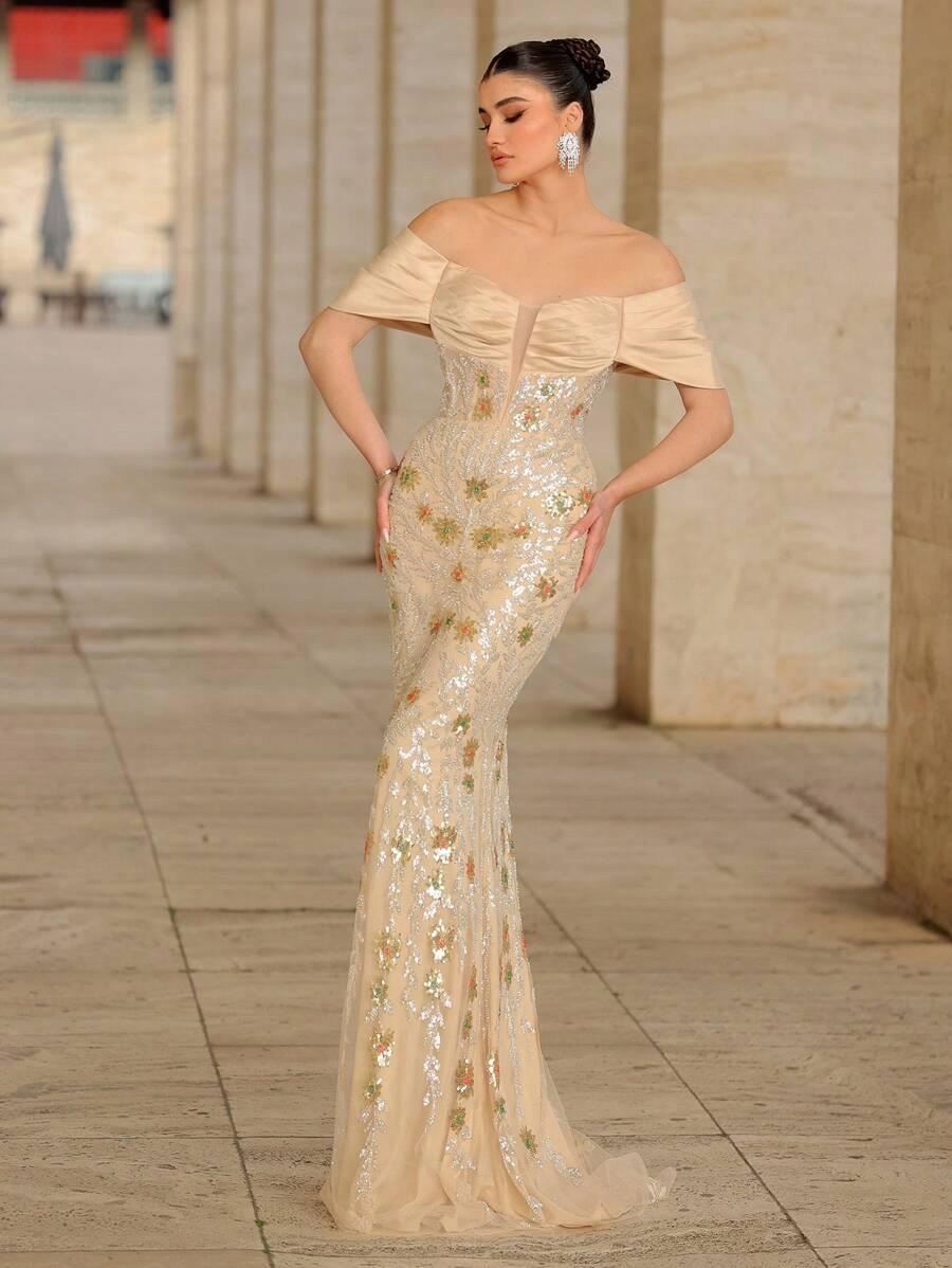 Glamrae Béžová Maxi Šaty Fgu S06__S
