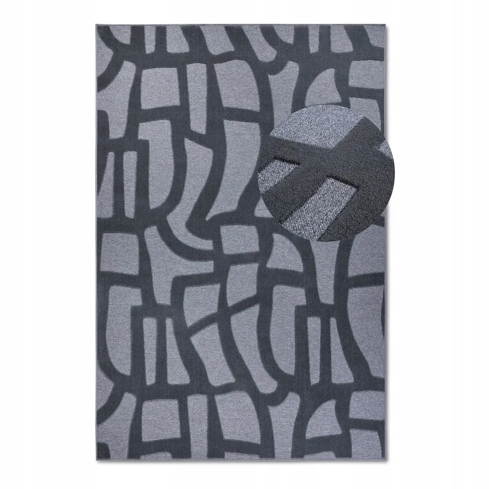 Koberec do obývacího pokoje o rozměrech 200 x 290 cm, tmavě modrý reliéfní 3D vzor