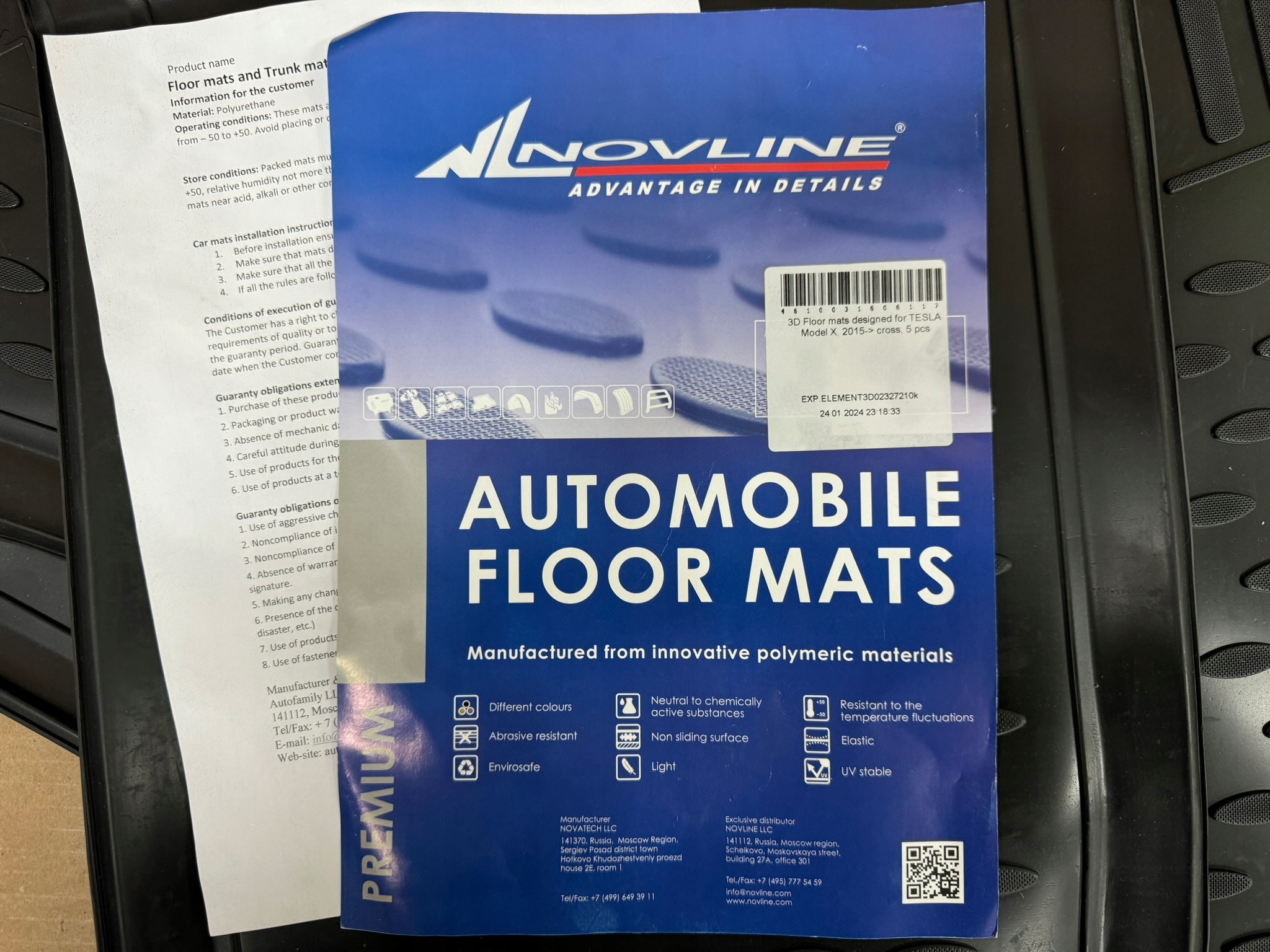 Dywaniki gumowe Tesla Model X 2015 cross Producent Element