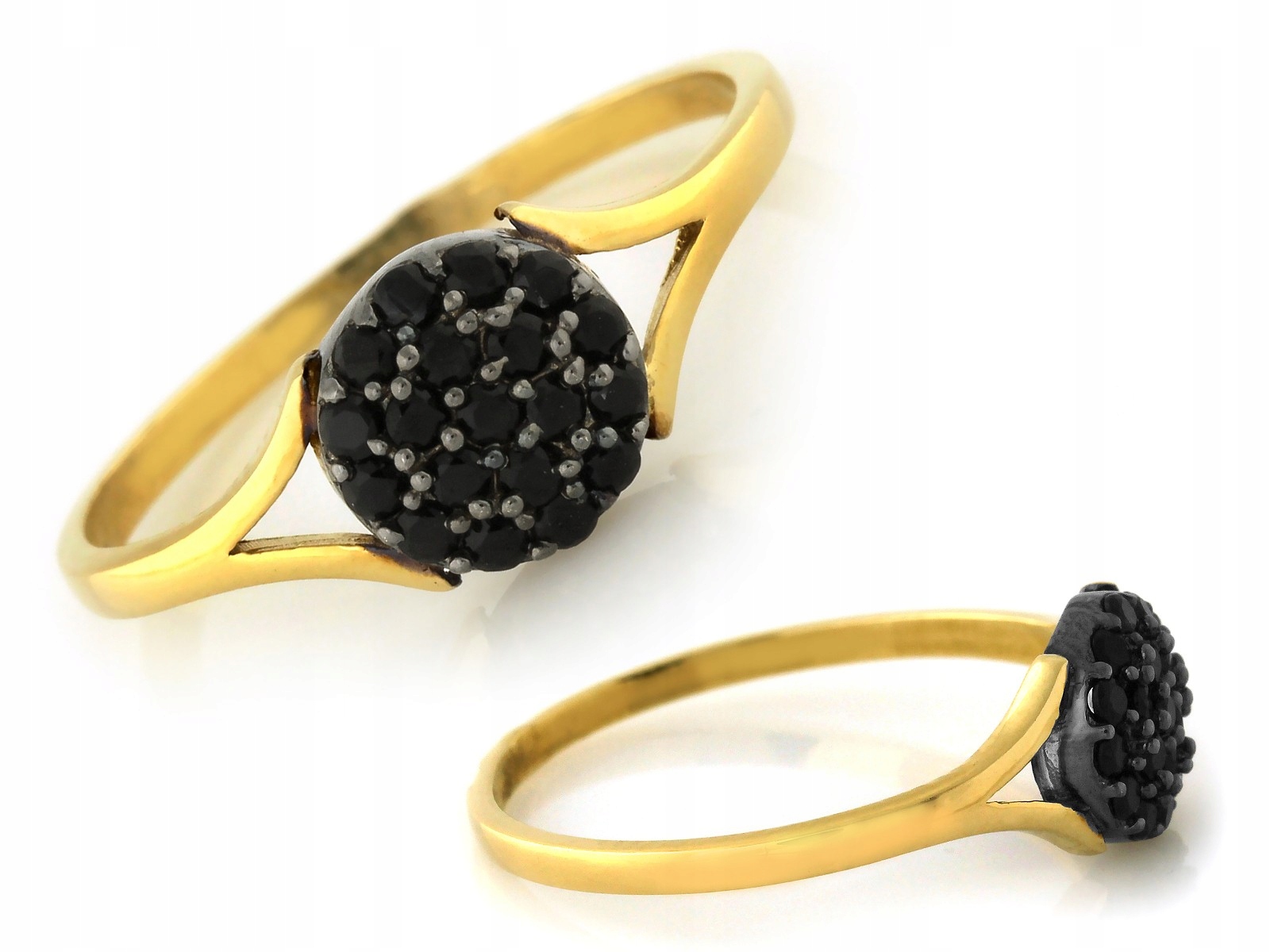 Zlatý prstýnek očko 585 s Černými zirkony 15r Kolečko 1,58g