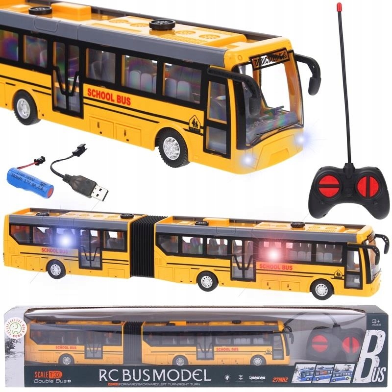 Kloubový školní autobus Rc ovládaný s ovladačem Žluté auto Hračka