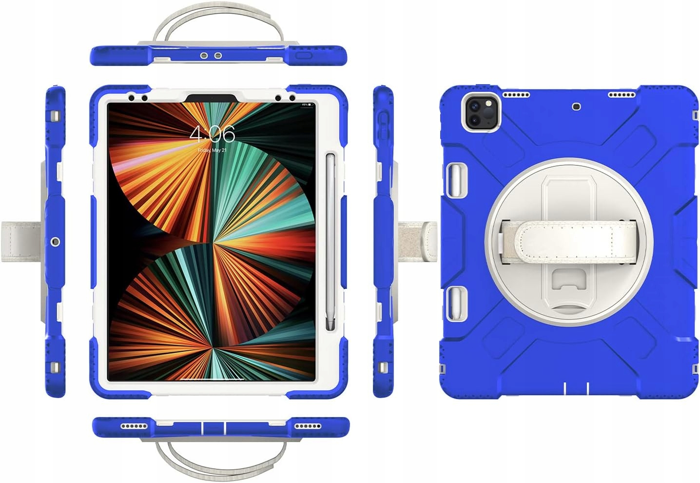 Pouzdro pro iPad Mini 6 s podstavcem a prostorem pro Dotykové Pero, modré