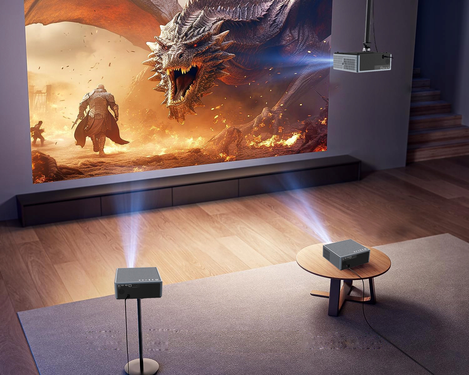 PROJEKTOR RZUTNIK 30000LM WIFI ANDROID SMART TV FULL HD 4K AUTOFOCUS 300" Marka Heelly