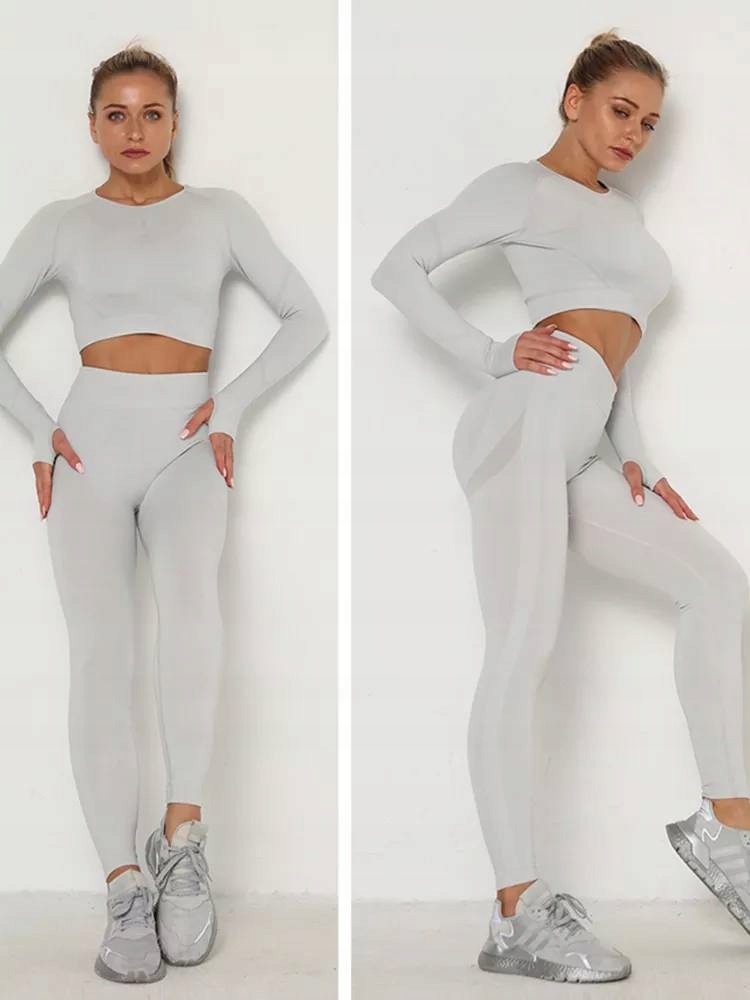 STRÓJ FITNESS JOGA SIŁOWNIA KOMPLET LEGINSY TOP S Kolor dominujący wielokolorowy