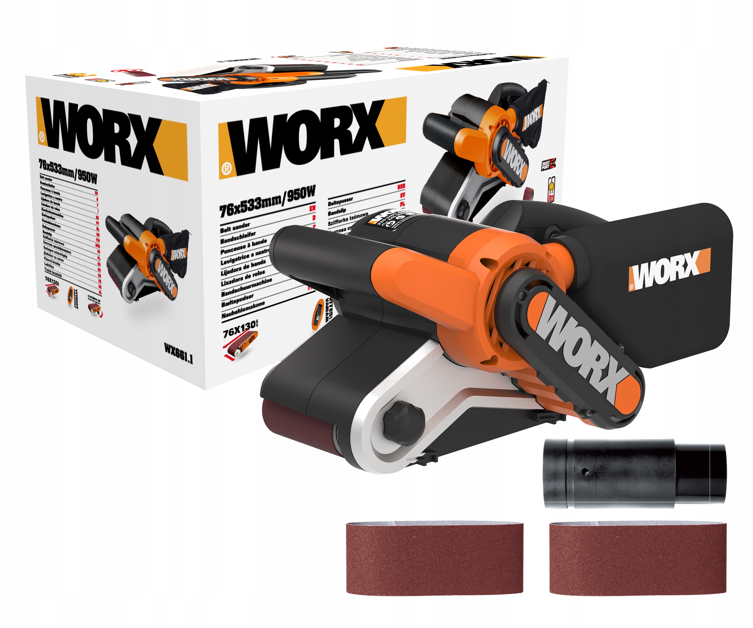 

Szlifierka taśmowa Worx WX661.1 950W 230V