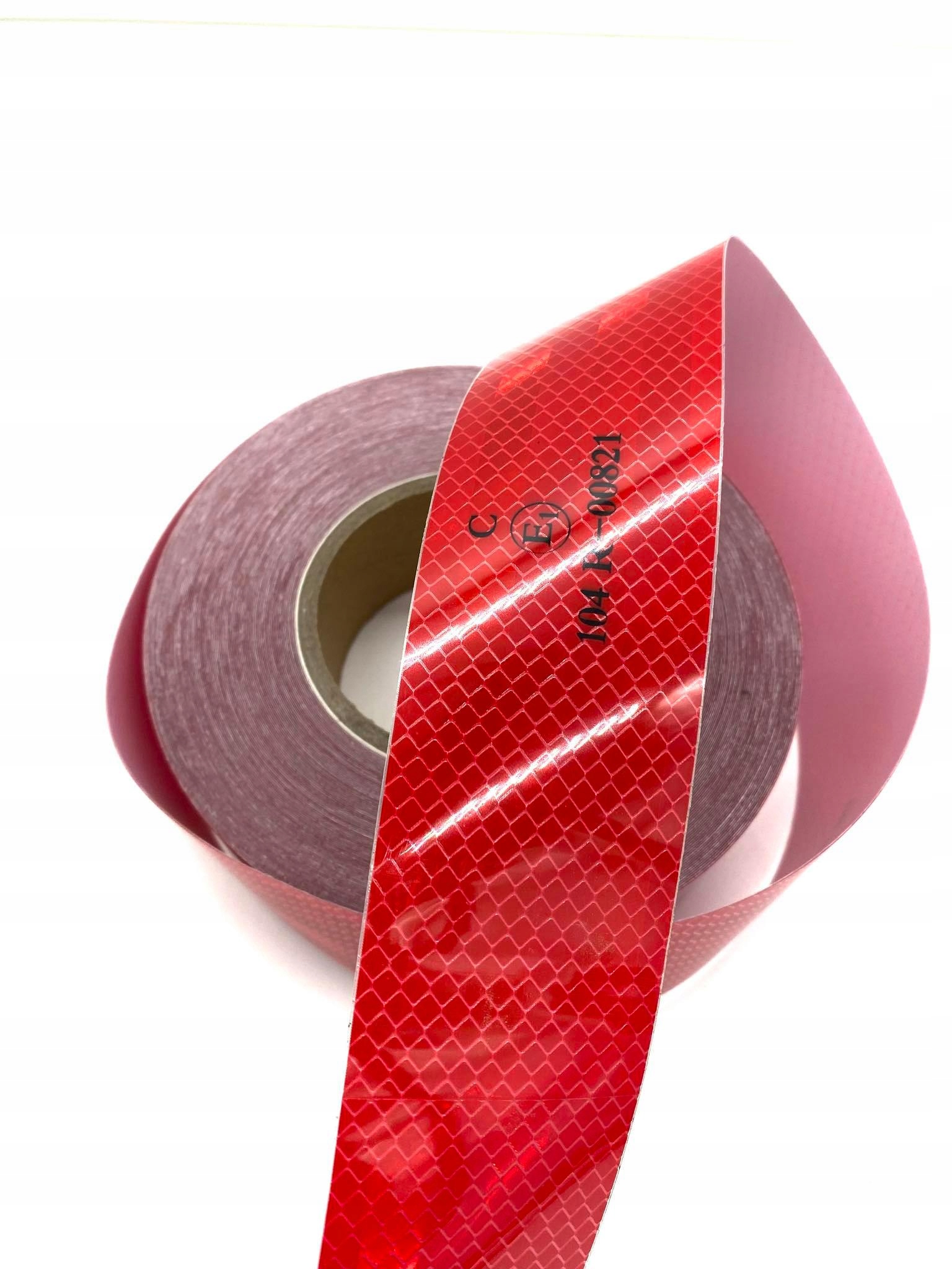 TAŚMA ODBLASKOWA SAMOPRZYLEPNA rolka 45M x 5CM CZERWONA HOMOLOGACJA Marka inna