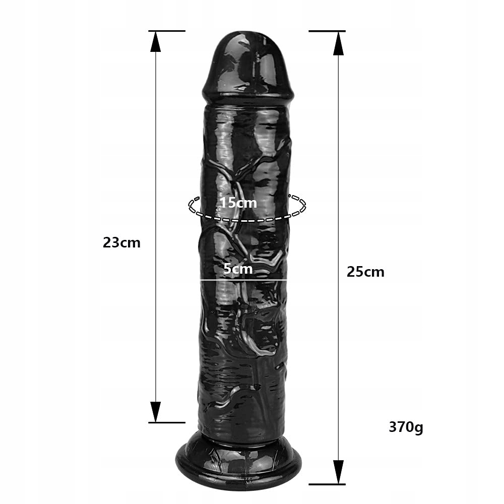 XXL REALISTYCZNY CZARNY DILDO 25CM Z PRZYSSAWKĄ DO G PUNKTU I ANALU — miniatura 2