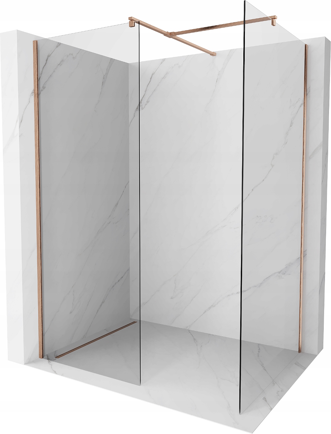 Ścianka szyba prysznicowa 80x70 Walk In Mexen Kioto 8 mm EasyClean miedź