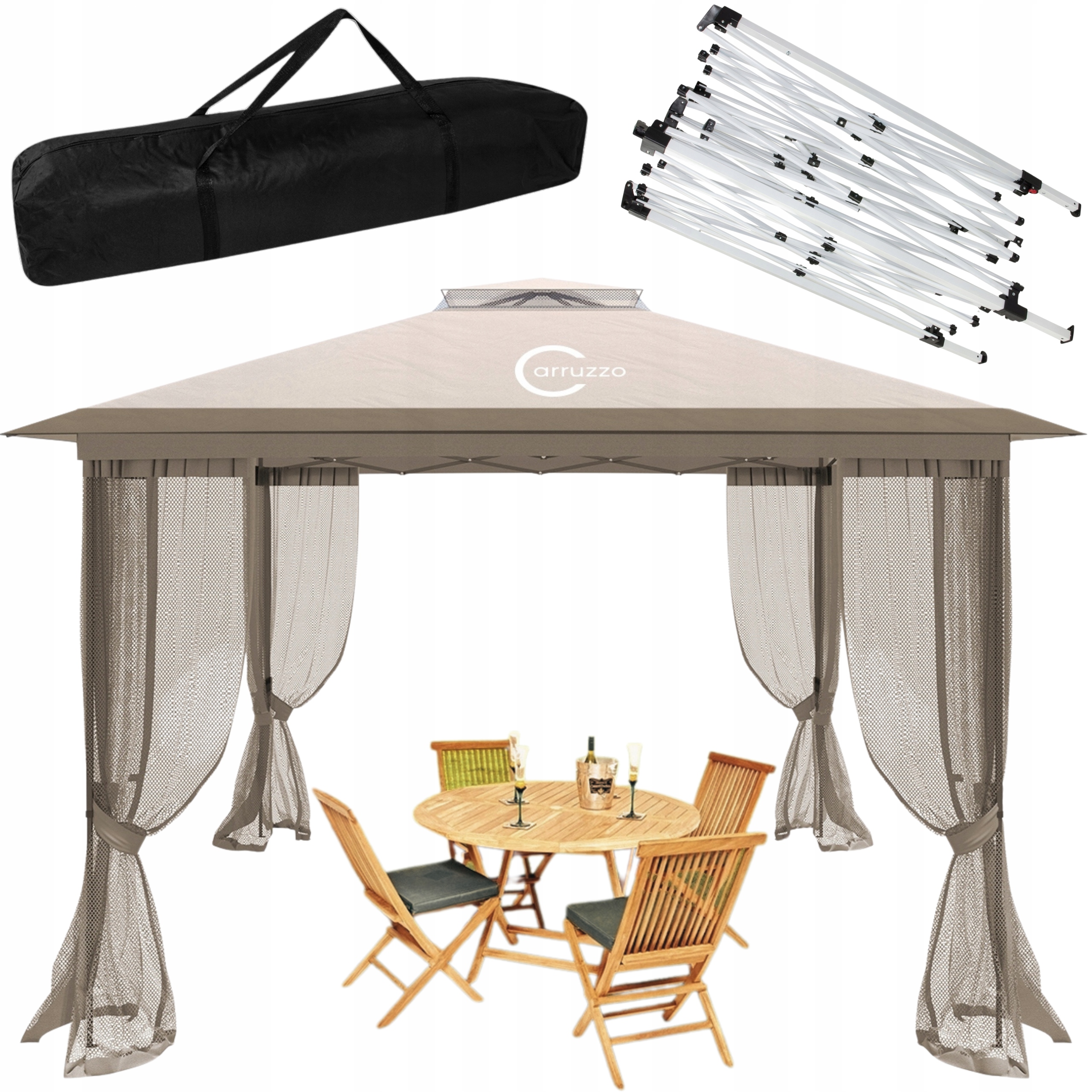 Namiot Pawilon Ogrodowy Altana automatyczny Dach Ścianki 3x3m Pokrowiec