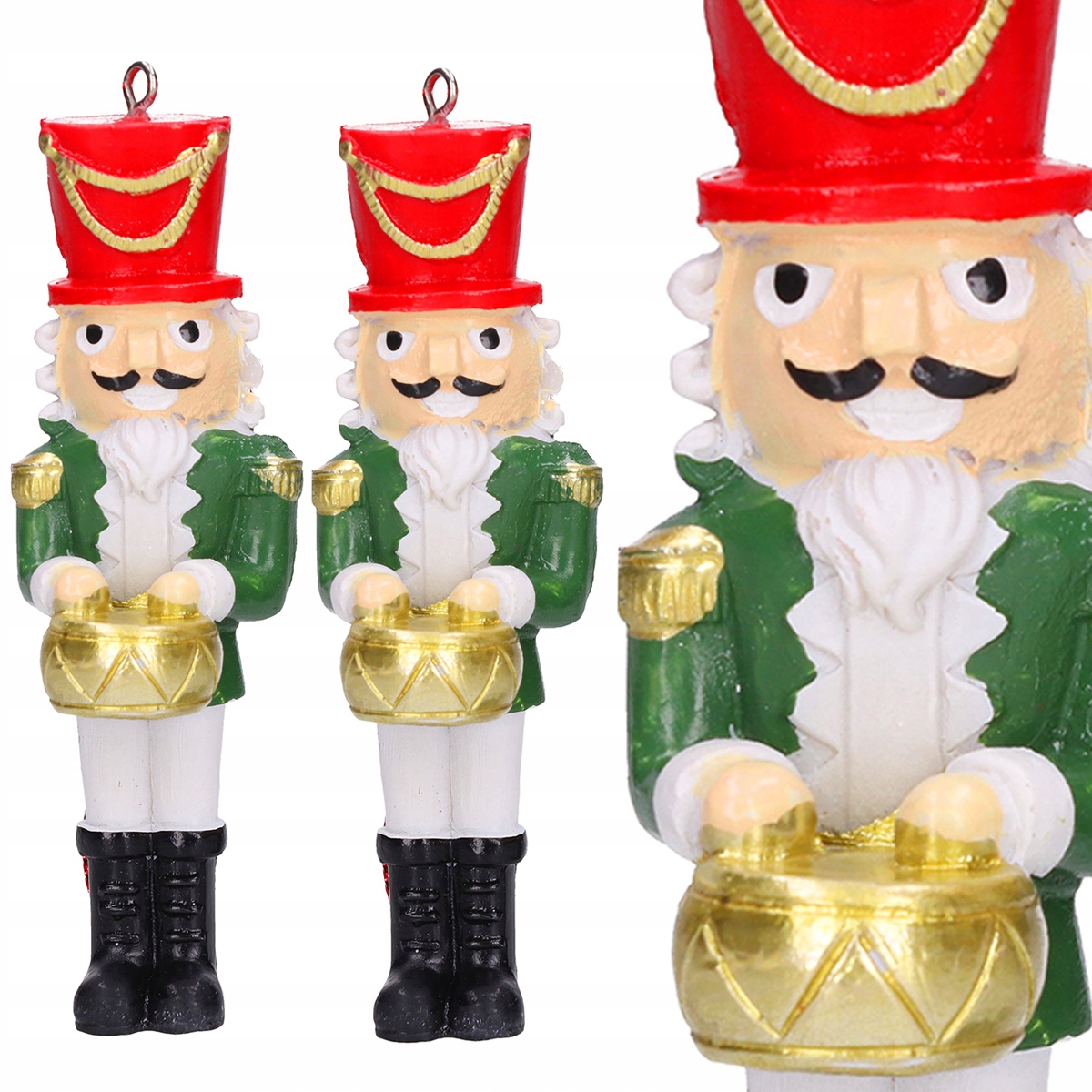 DZIADEK DO ORZECHÓW ZAWIESZKA BOMBKI FIGURKA NA CHOINKĘ ZESTAW 2szt