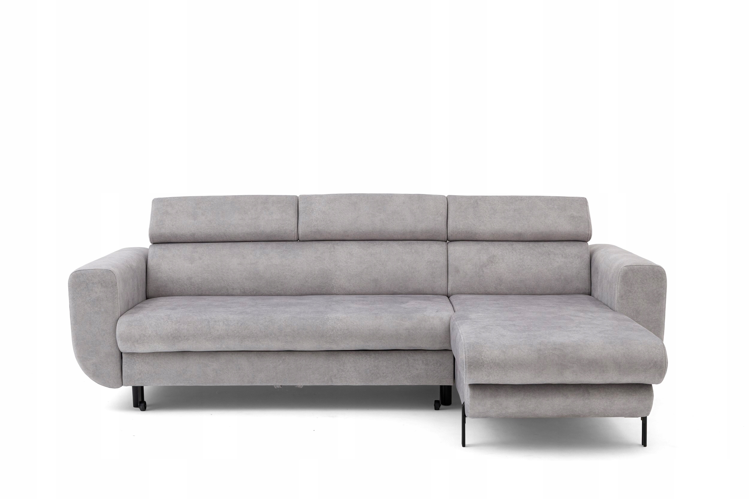 Moderní Rohová Sedací Souprava Intimo Regulovatelné opěrky hlavy Spaní Světle šedá