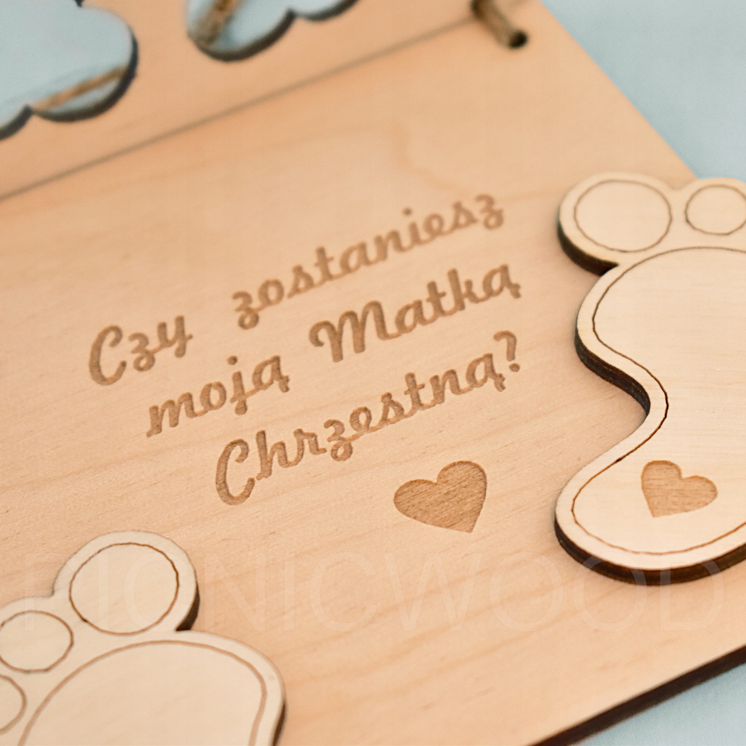 Zaproszenie na Chrzest dla Matki Chrzestnej Ojciec Szerokość produktu 10 cm