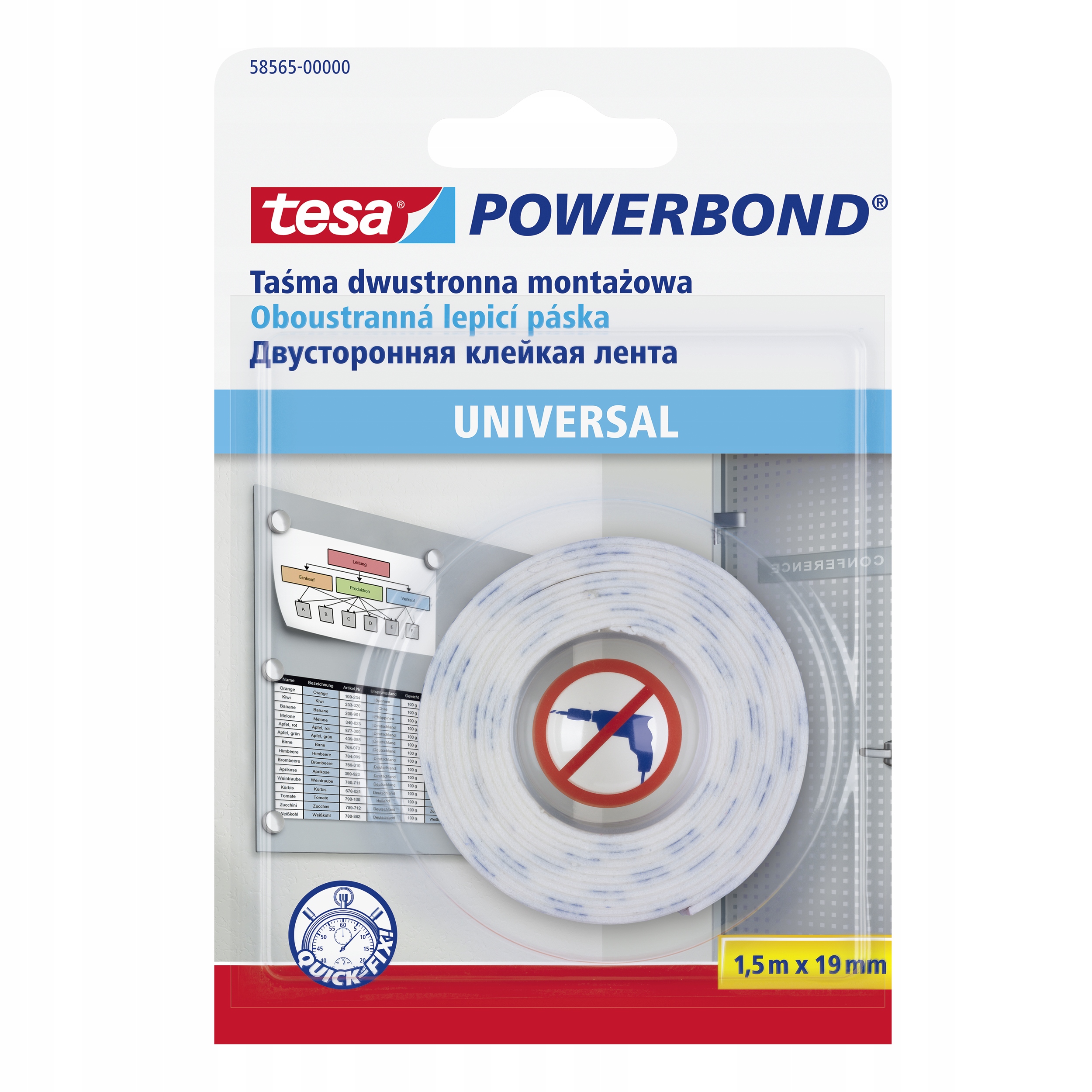 

Taśma montażowa TesaPowerbond UNIWERSALNA1,5mx19mm