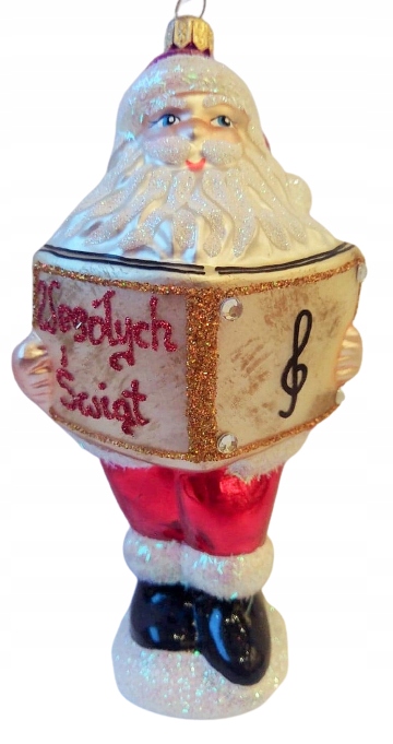 

Bombki Choinkowe Szklane Mikołaj z gitarą 16cm