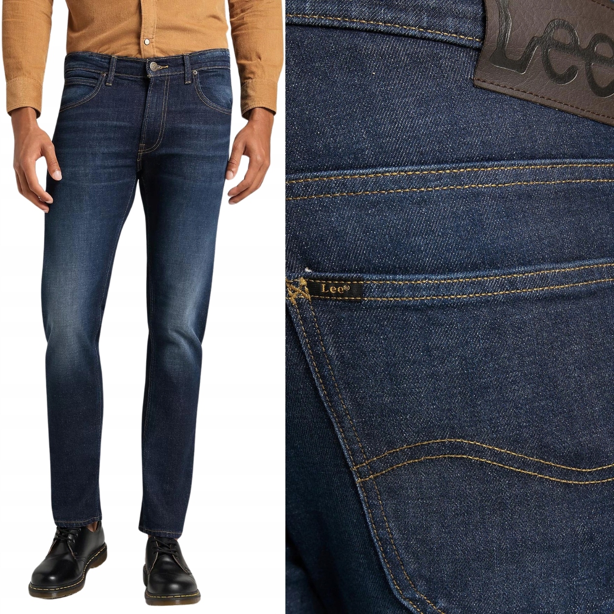 Lee Daren Zip Fly Deep Kansas Džíny jednoduché tmavé džínové kalhoty W31 L32