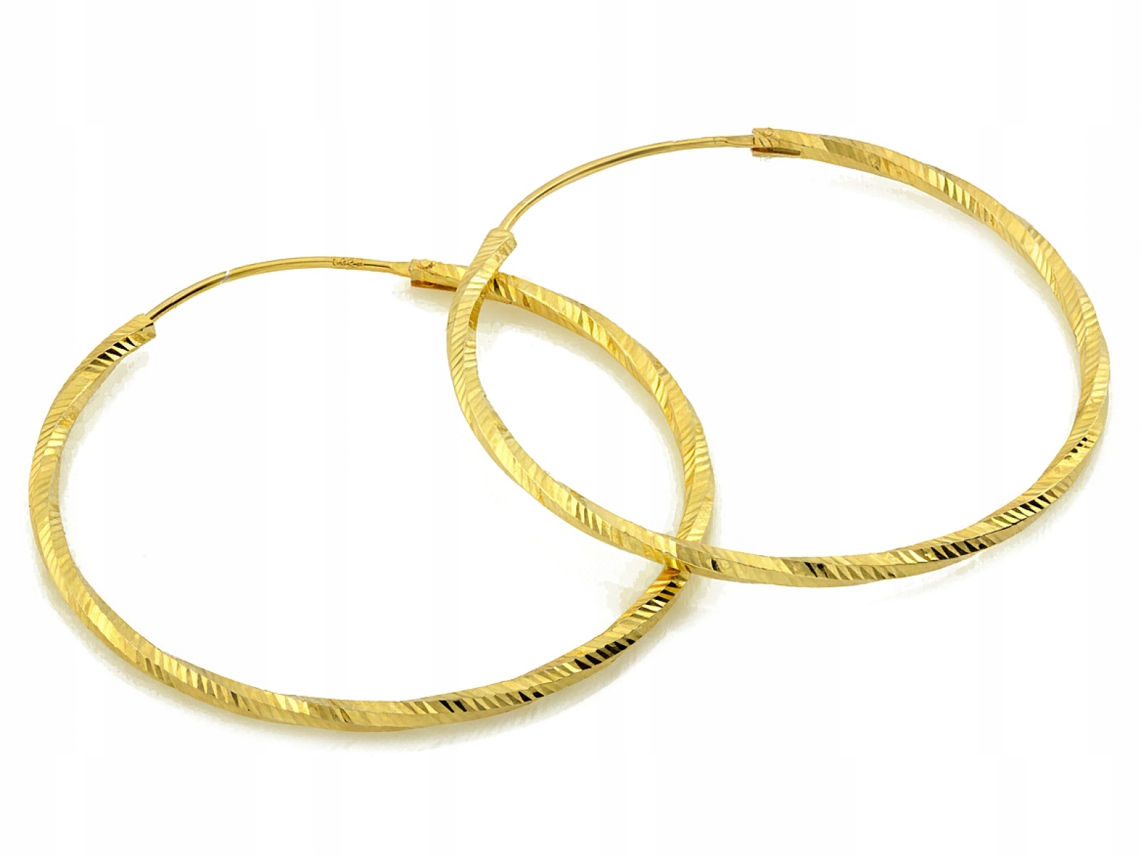 Pozlacené stříbrné náušnice dámské 925 s kroucenými koly 44 mm frézované módní