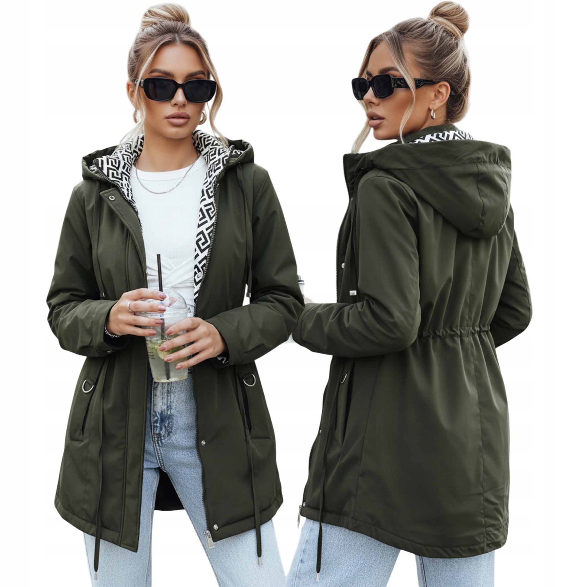 Kurtka parka damska z odpinanym kapturem zielona TY5395 M