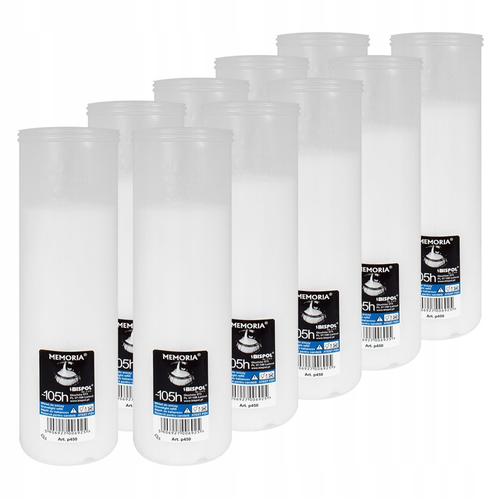 

10x Wkłady wysokie do zniczy parafinowe około 105h