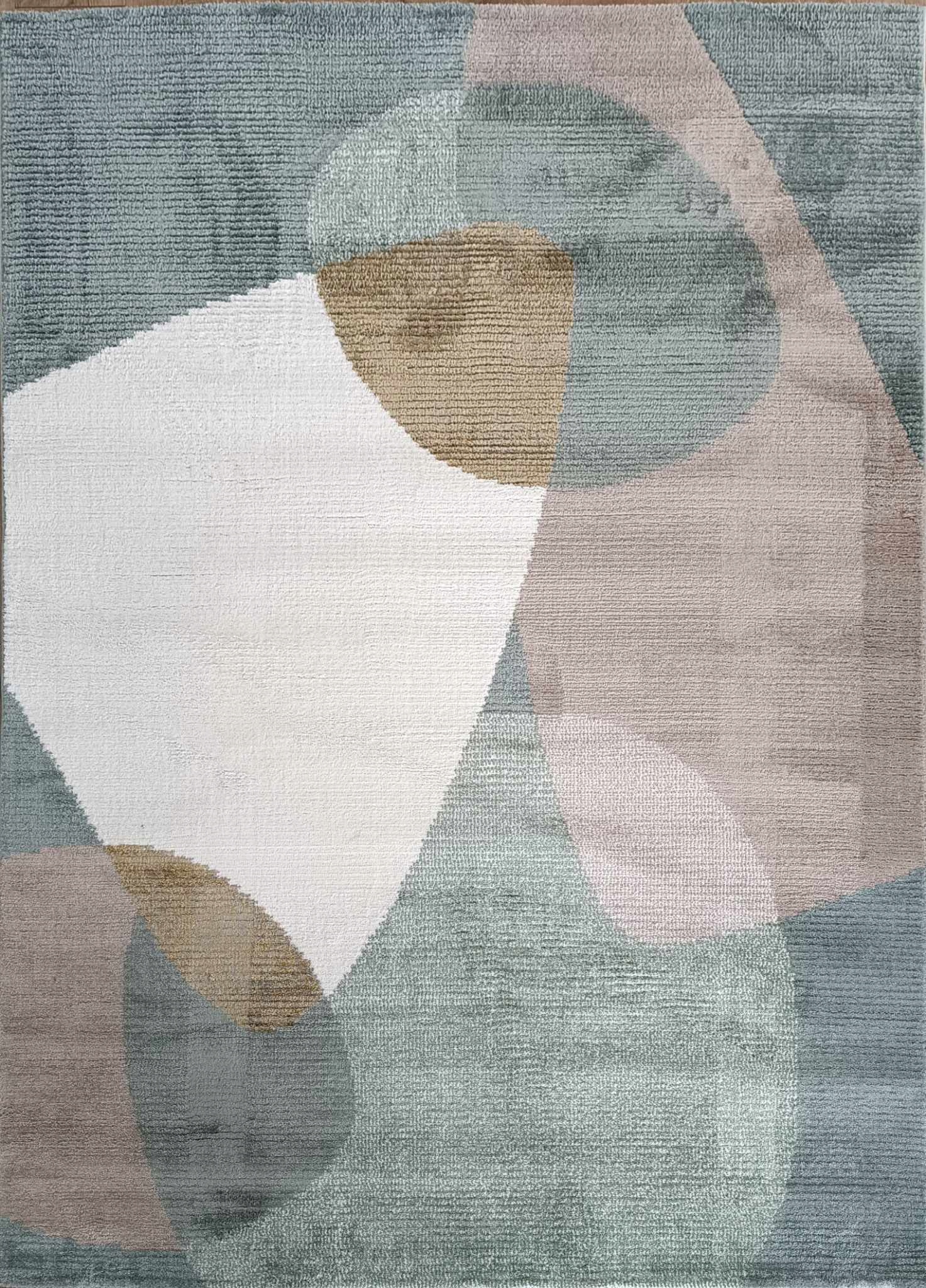 Exkluzívny zeleno-krémový koberec Boho s jemnými mäkkými štetinami 160 x 220