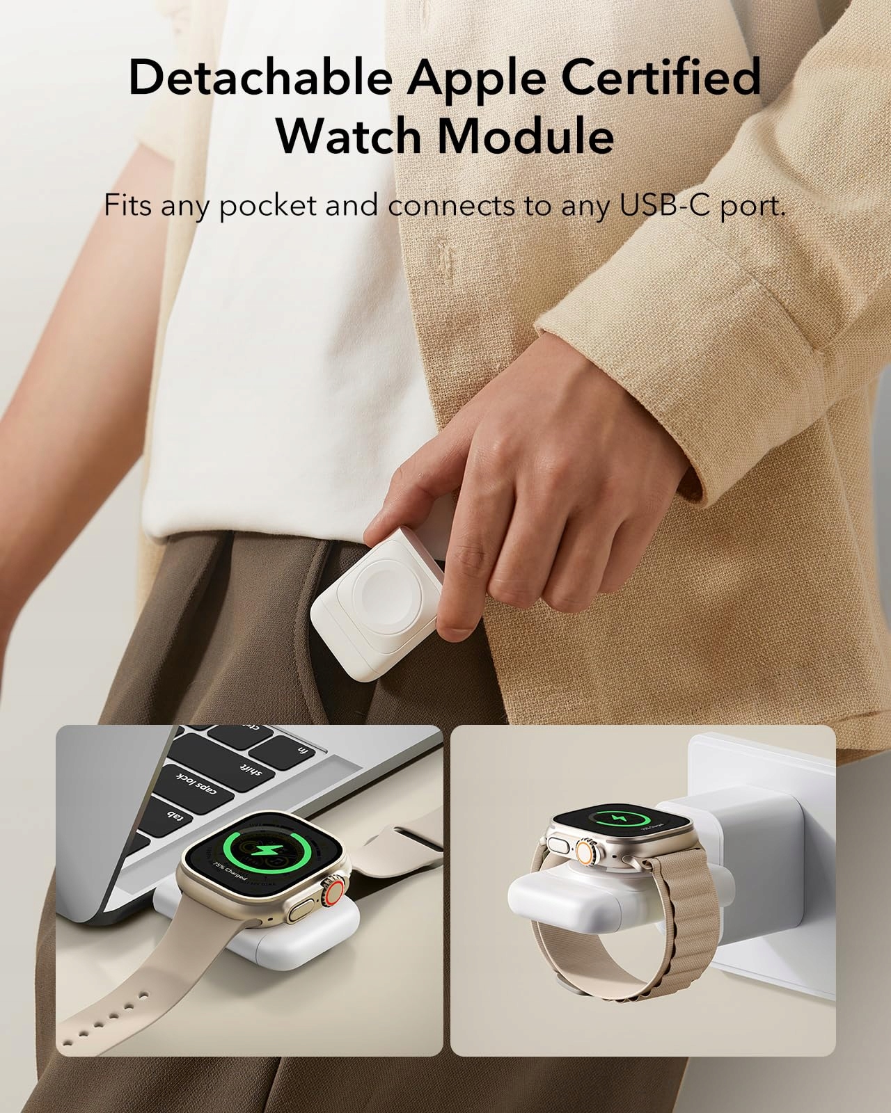ESR Stacja Ładowania 3w1 Qi2 Do iPhone Watch AirPods 15W Biała — miniatura 8
