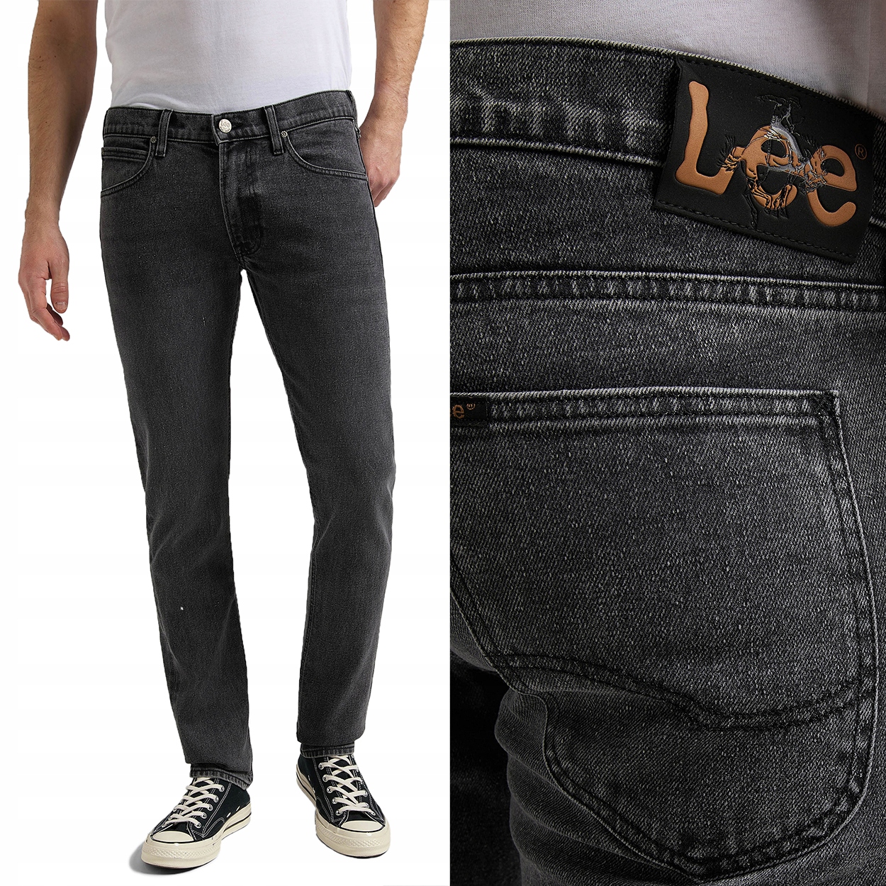 

Lee Luke Slim Tapered Visual Szare Rurki W33 L32