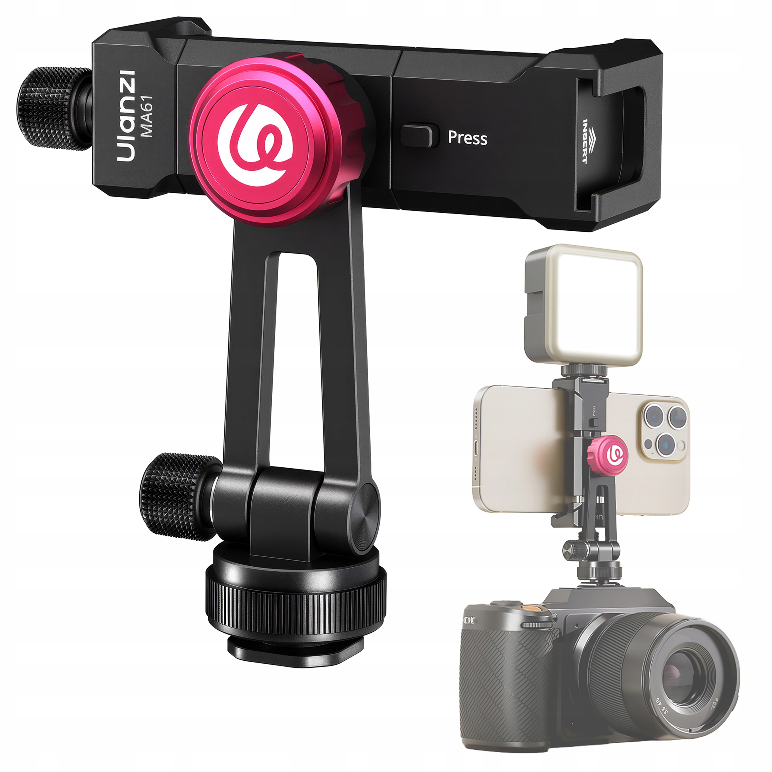 Metalowy Uchwyt na Smartfon Ulanzi MA61 Szybki Zacisk Przycisk Stopka Iso