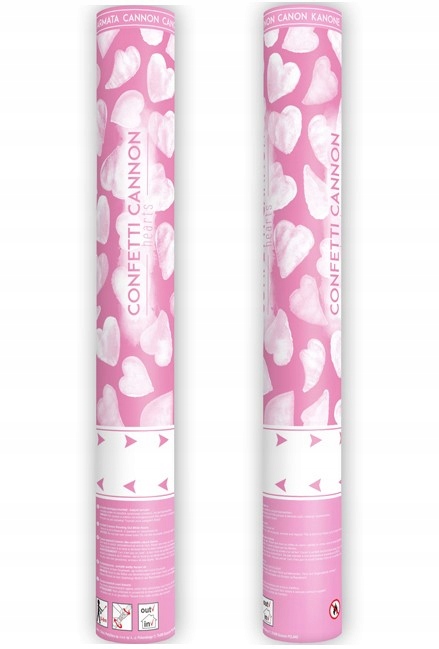 TUBY STRZELAJĄCE KONFETTI SERCA BIAŁE SERDEUSZKA NA ŚLUB WESELE 40 CM 1 SZT Płeć uniseks