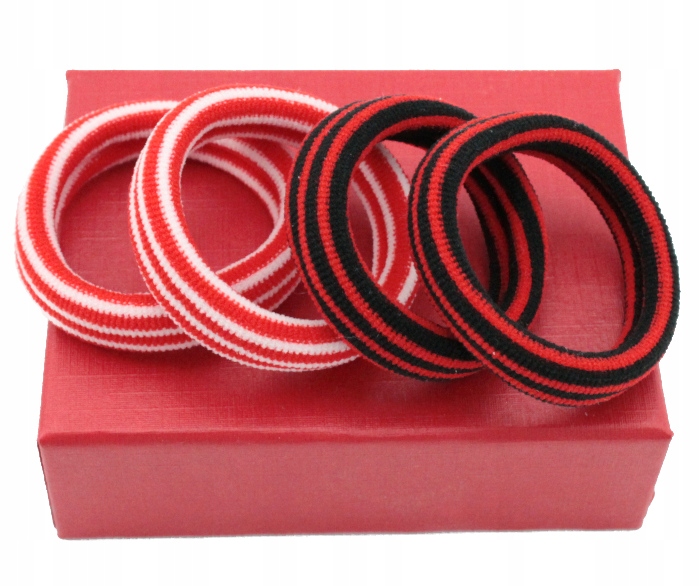 

Gumki Do Włosów Lycra Red Prążki 4 Sztuki