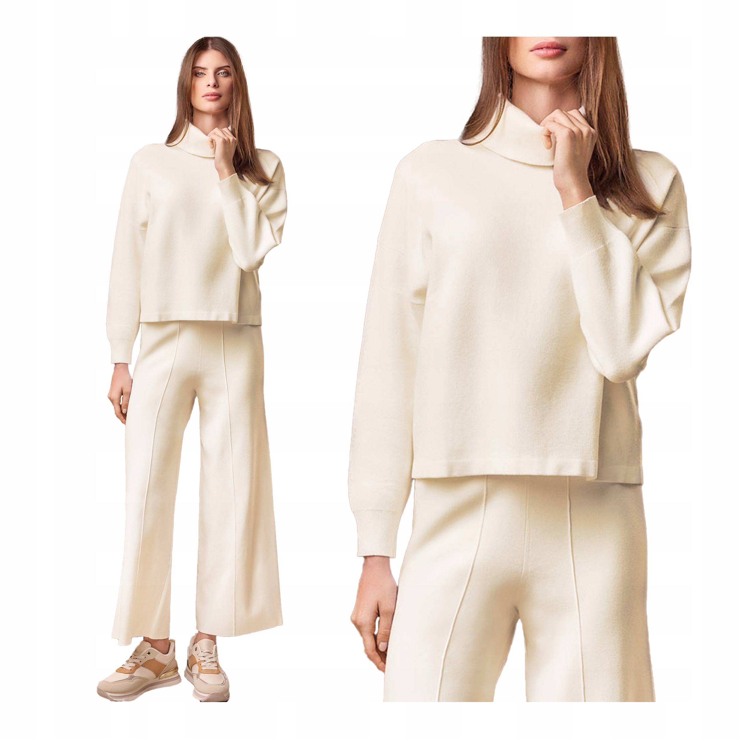 Tepláková souprava z pleteniny s krémovou viskózou, volná, teplá Lormar L/XL