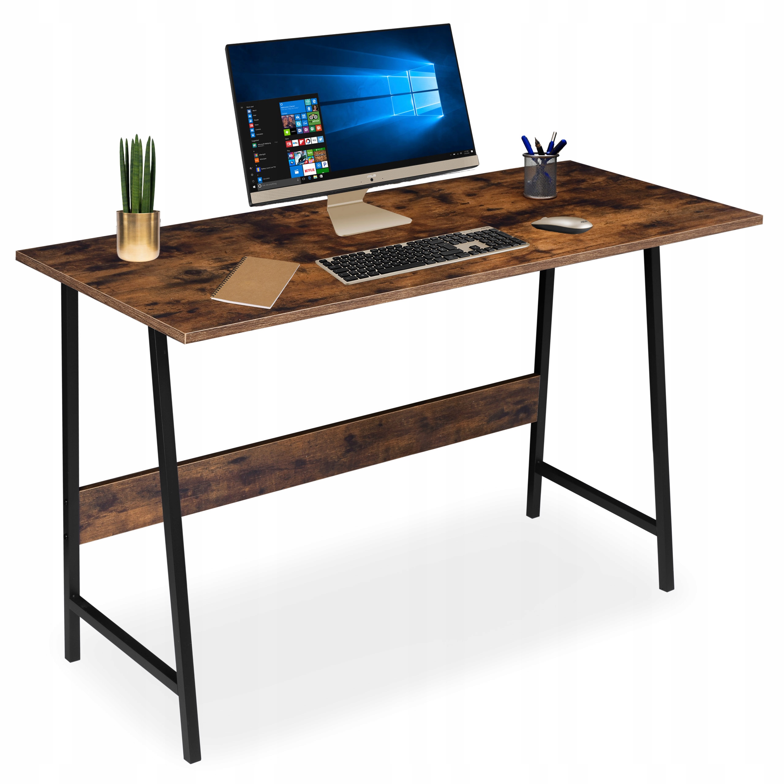 Loftový Počítačový Stůl Industriální Stůl Pro Studium Dub Rustic