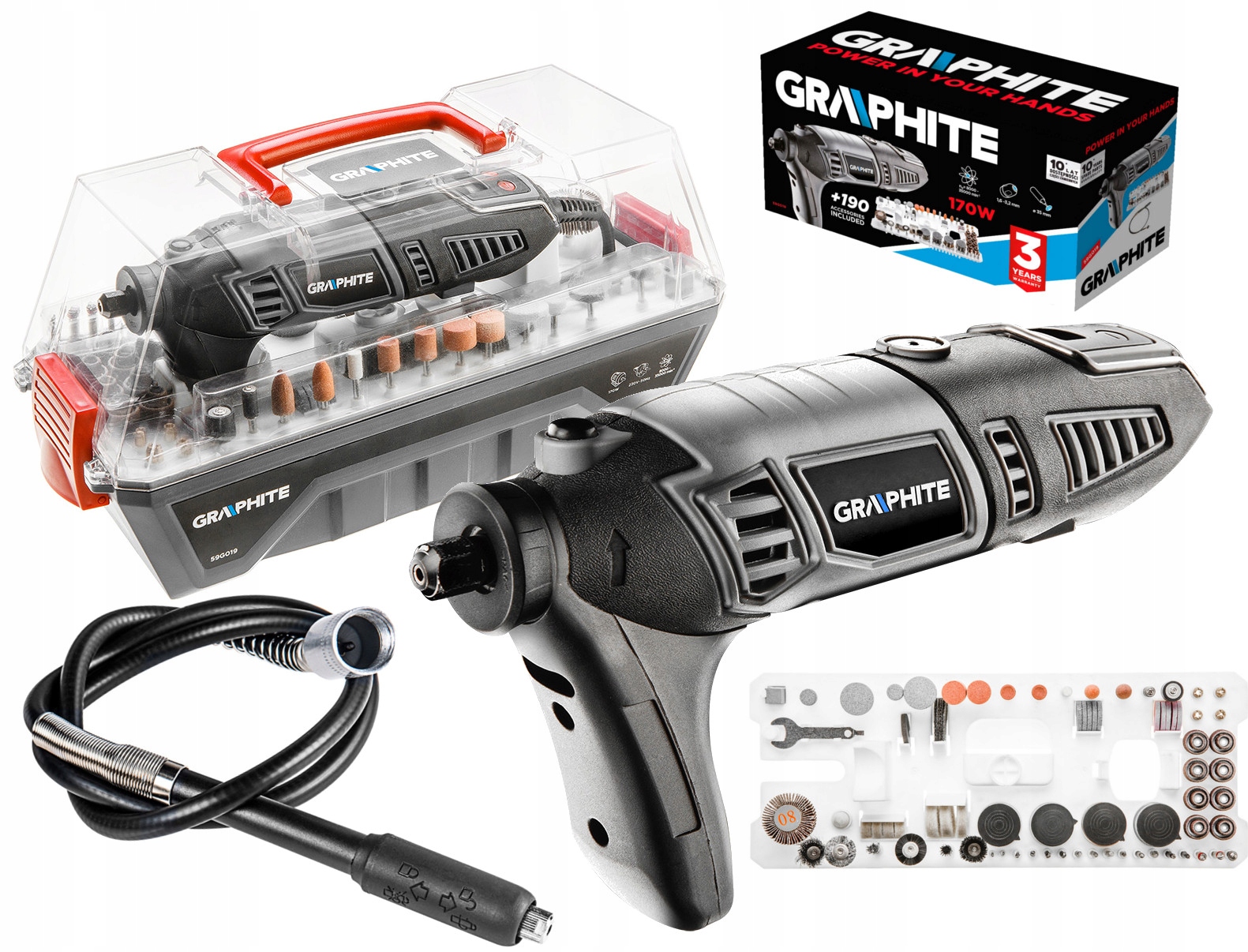 

Graphite Miniszlifierka 170W + Akcesoria 59G019