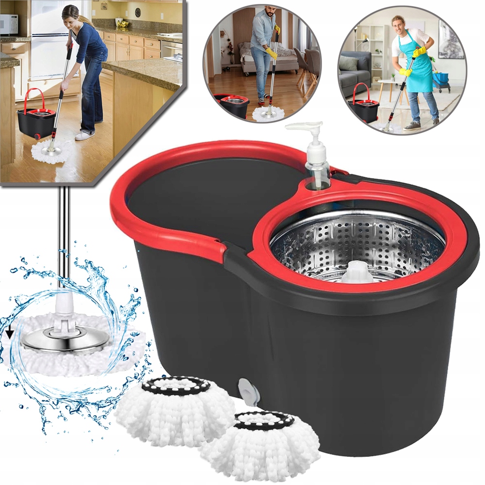 Spinningový Mop A Kbelík, Strunový Mop 360°, Sada Rotačního Mopu A Kbelíku