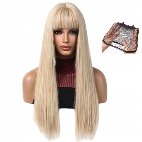 Světlá blond paruka s ofinou, dlouhá, dámská jako Přírodní čepička Bonus