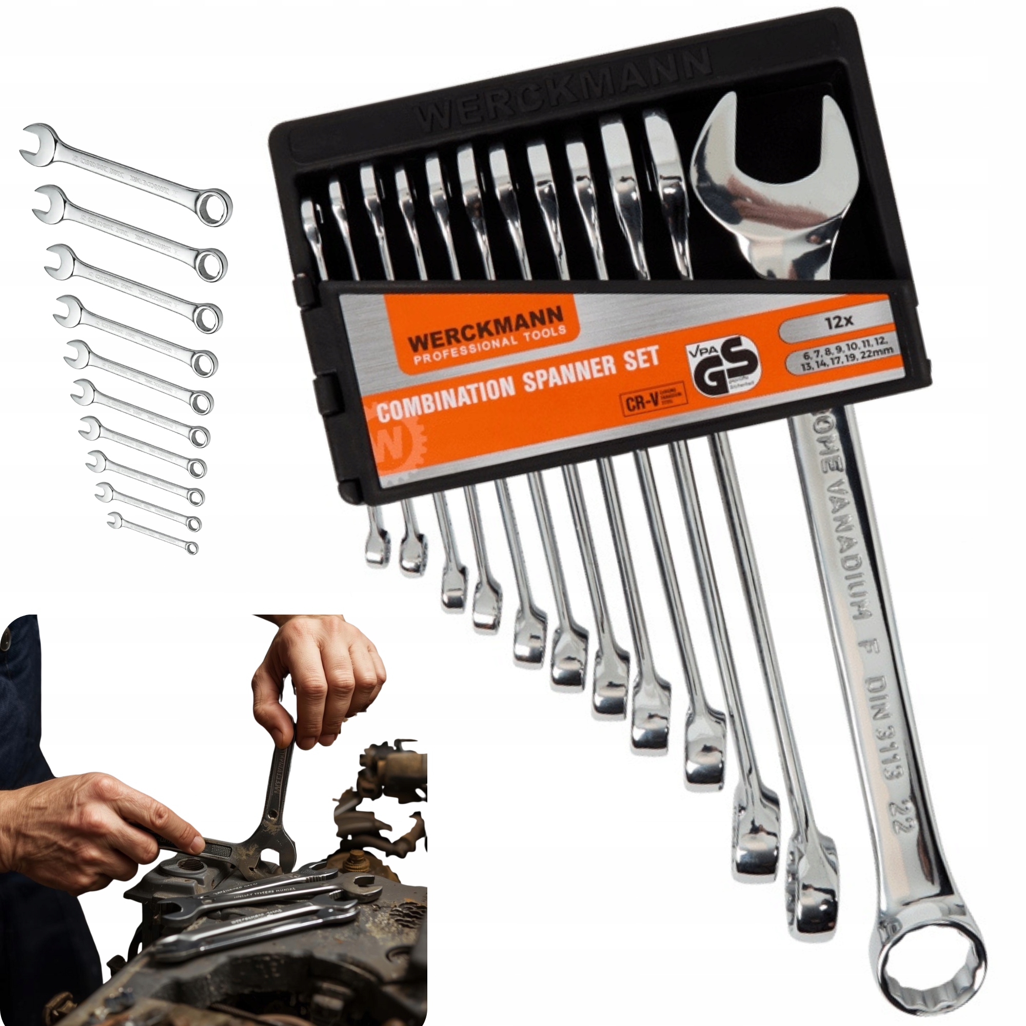 Zestaw Kluczy Płasko Oczkowych 6-22 12SZT Crv Komplet Warsztat Idy /solidny