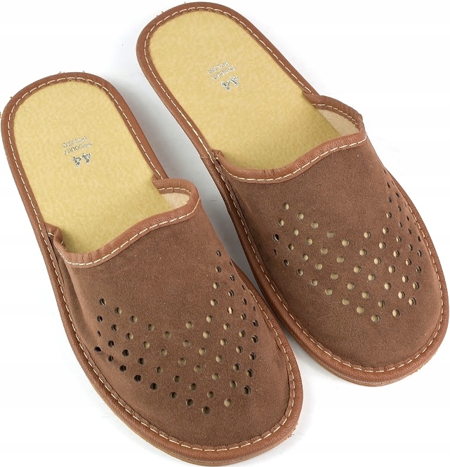 Kapcie Męskie Skórzane Eco Domowe Męskie Góralskie Ciepłe r. 40 - 26 cm Rozmiar 40