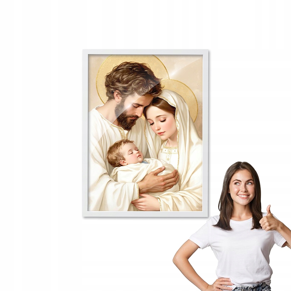 Obraz s rámečkem Svatá Rodina, bílý rámeček 50x70, náboženský