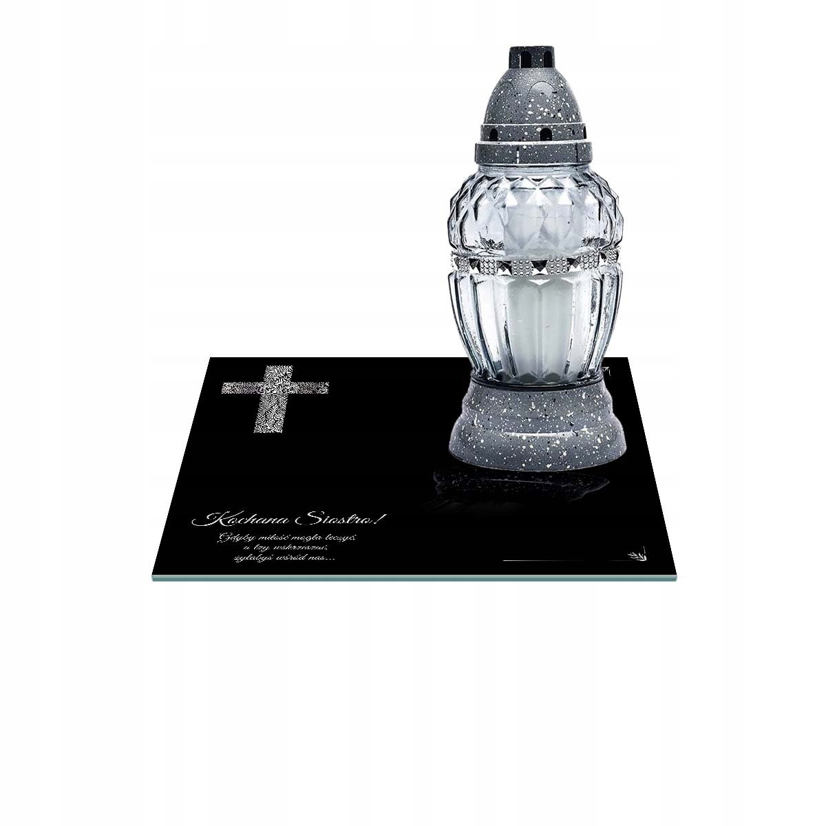 SZKLANA PODSTAWKA POD ZNICZE 25x25cm 562e Siostro