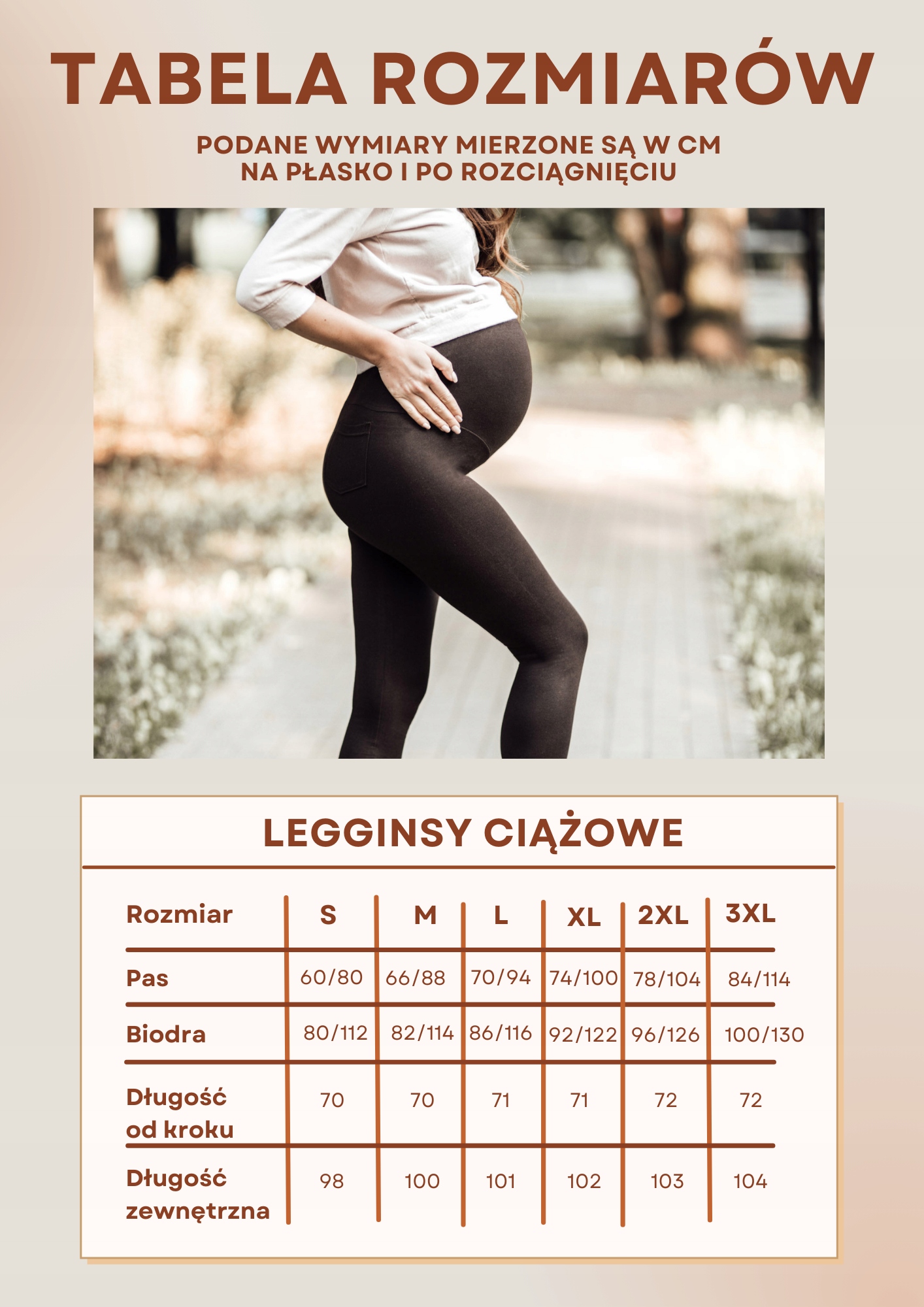 DŁUGIE LEGGINSY CIĄŻOWE BAWEŁNIANE Z PANELEM L Model PREG