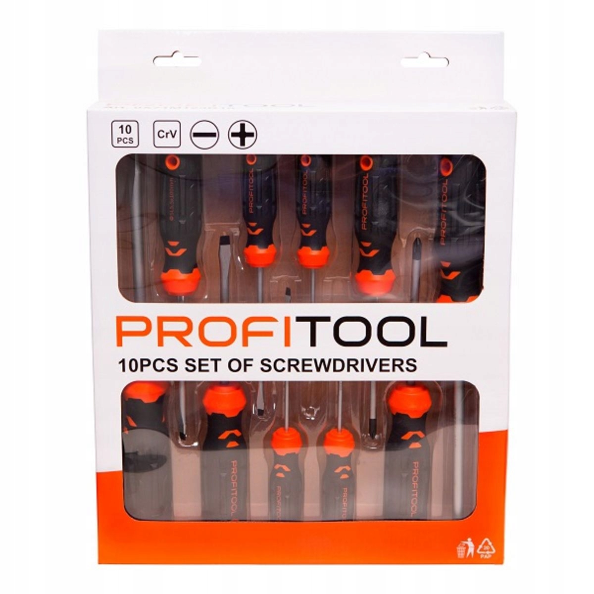 Zestaw wkrętaków 10 szt., profil PHILIPS PH / płaska/i, rozmiar wkręta