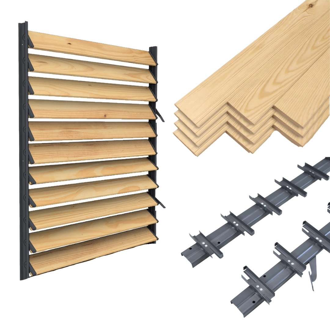 Sada Terasových Žaluzií Borovice 11 Ks Držák Ocelový Mechanismus Antracit 100CM