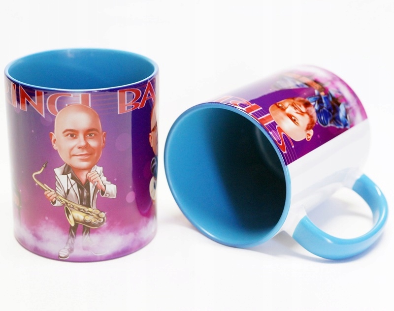 Kubek znadrukiem BEZ MARGINESÓW KOLOROWY niebieski Pojemność 330 ml