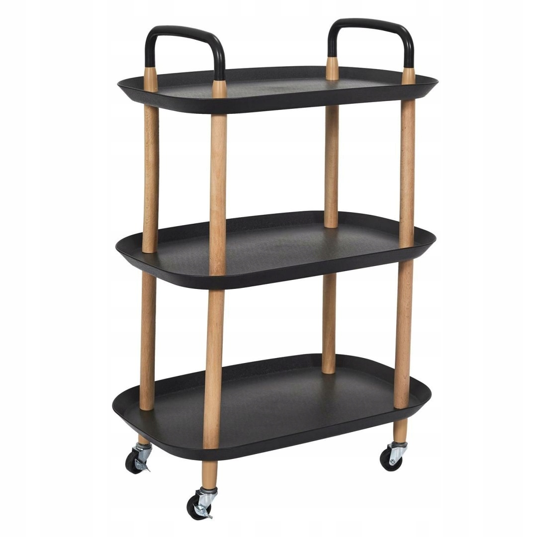 Vozík/ stolek Kaleo černý/ přírodní