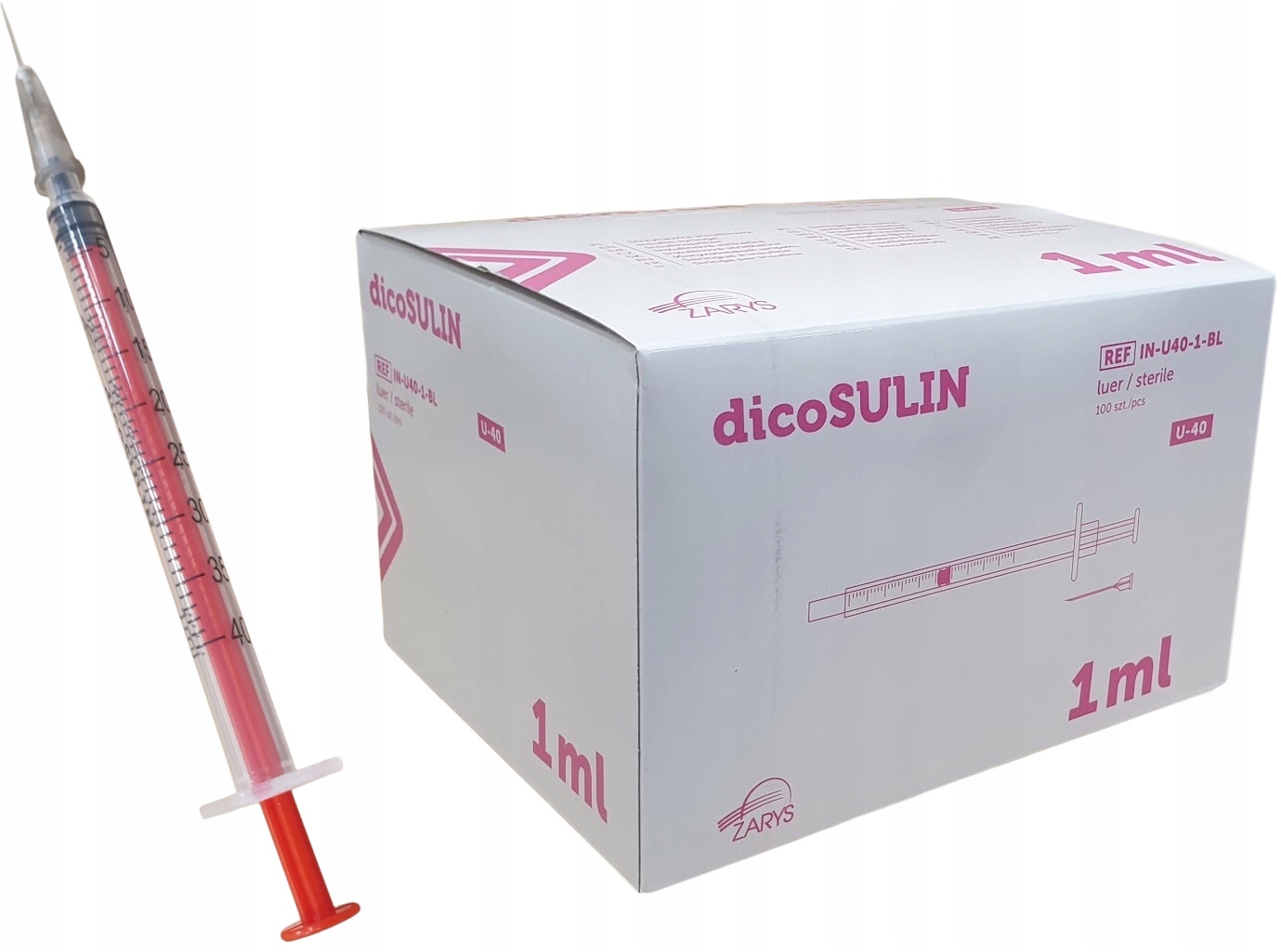 

Strzykawki Insulinowe U40 1ml 0,40X13mm 100 Szt.