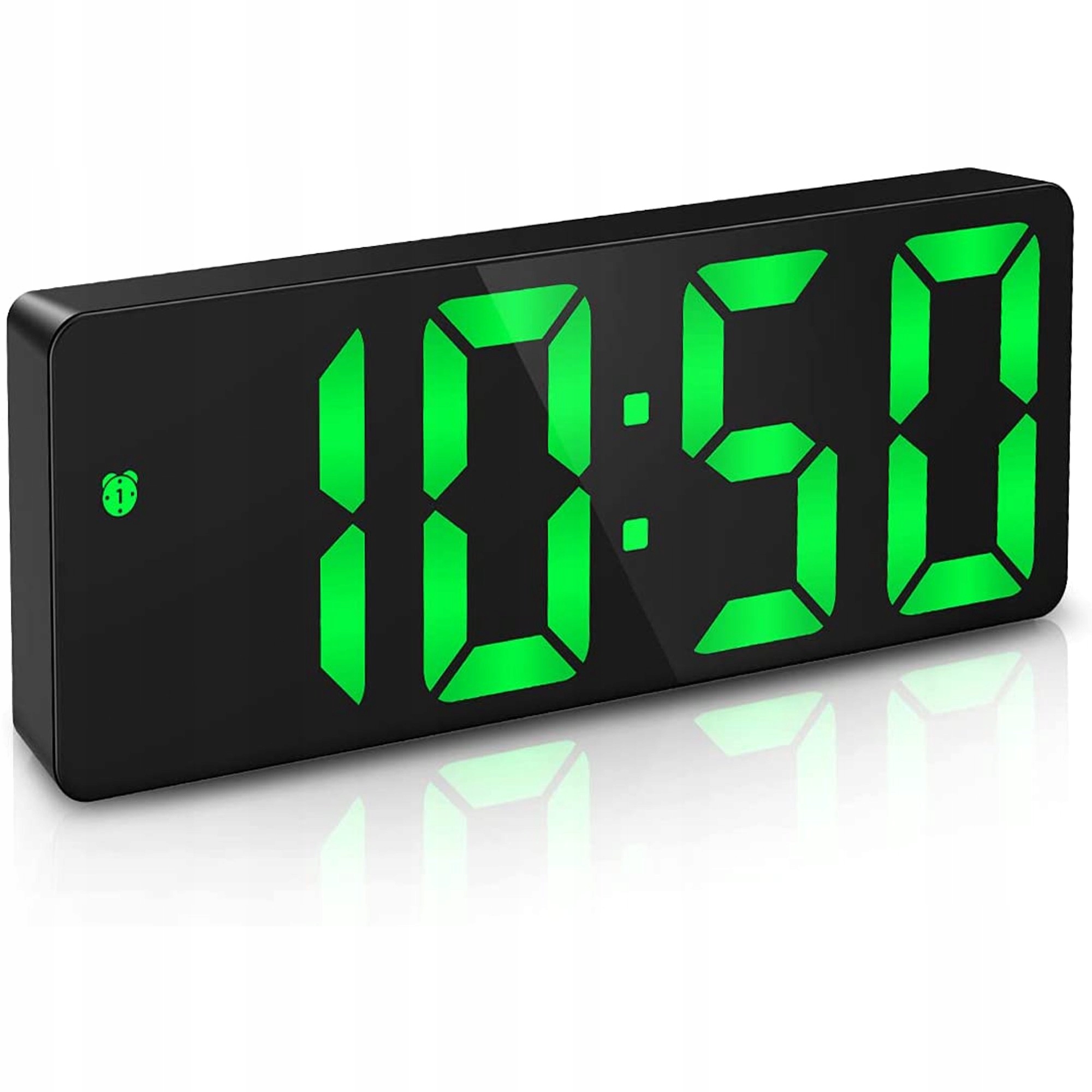 ZEGAREK ELEKTRONICZNY BUDZIK STOJĄCY LED TERMOMETR ALARM CICHY CZARNY ZEGAR